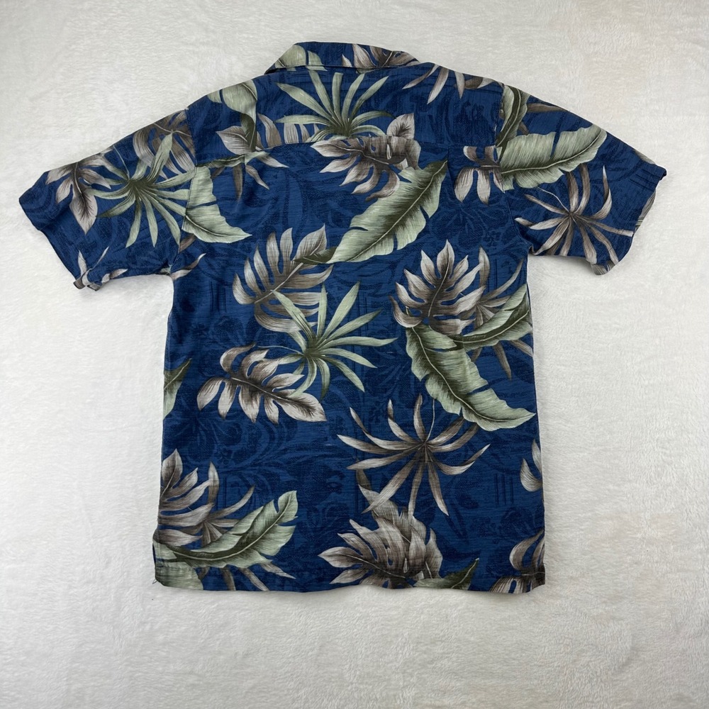 Batik Bay Button Up Mens Relaxed S Blue Tropical Silk Camp Shirt 100% Silk - Picture 2 of 10